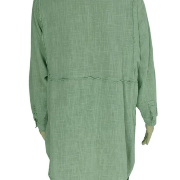 Free People One And Only Buttondown Top Tunic Green Tea S US ITEM - Picture 4 of 6
